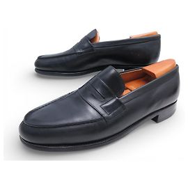 SCARPE JM WESTON MOCASSINI 180 8D 42 PELLE NERA MOCASSINI CON CALZATORI Nero