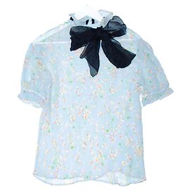Blusa di seta azzurra Miu Miu Nero Multicolore Blu chiaro