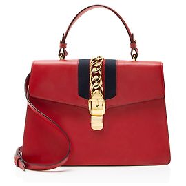 Gucci Leather Sylvie Medium Top Handle Red