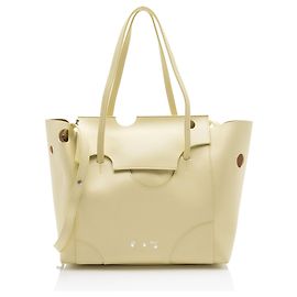 Off White Off-White Leather Burrow 38 Tote Yellow