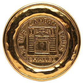 Runde Vintage Brosche vergoldet Chanel 31 Rue Cambon Golden Metallisch