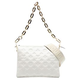 Coussin PM aus gepolstertem Lammleder mit Monogramm von Louis Vuitton Weiß