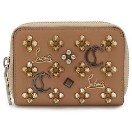 Monedero de cuero con tachuelas Christian Louboutin Rosa