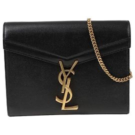Saint Laurent Bolsa Crossbody Cassandra Chain Wallet Preto