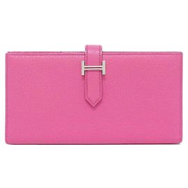 Cartera Larga Soufflet de Cabra Béarn de Hermès Rosa