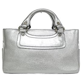 Céline Bolsa de couro metálico Celine Boogie Prata Metálico