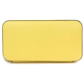 Monedero con cremallera Valextra 12 tarjetas de cuero de ternera suave Amarillo