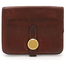 Monedero compacto Dogon de Hermès Castaño