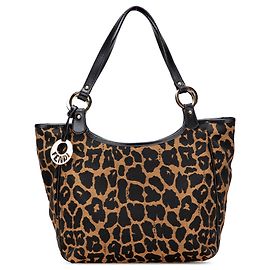 Fendi Leopard Print Chef Canvas Handbag Brown