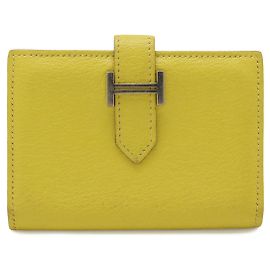 Hermès Béarn Ziegenleder Kartenetui Gelb
