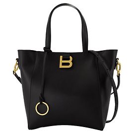 Sac à shopper Soft Small Hourglass - Balenciaga - Cuir - Noir Noir