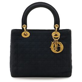 Borsa tote Lady Dior in nylon Blu