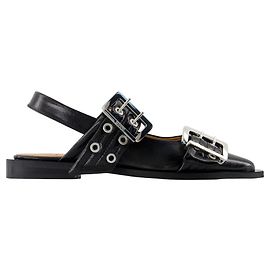 Feminine Ballerinas - Ganni - Synthetic - Black Black