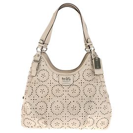 Bolsa Tote de Couro Coach Marrom Bege
