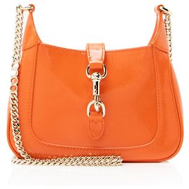 Bolsa de ombro mini Jackie Notte em couro envernizado Gucci Laranja