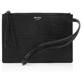 Pochette in pelle effetto coccodrillo Jimmy Choo Nero