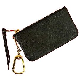 Louis Vuitton Pochette Cle Monogram Empreinte Leather Coin Case Key Case Black