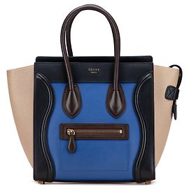 Céline Celine Micro Tote da Viaggio in Pelle Tricolore Blu