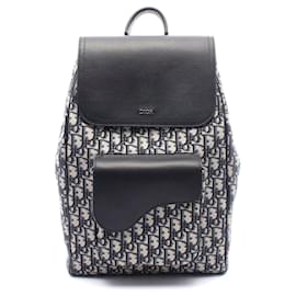 Dior Saddle Oblique Canvas Leather Backpack Blue