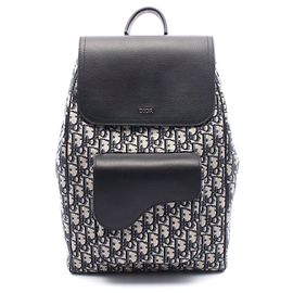 Sac à dos en toile oblique Dior Saddle en cuir Bleu