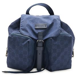 Gucci Nylon Leather Backpack Navy Blue