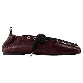 Ballerine con Occhielli e Lacci Pelinova - Ganni - Pelle - Bordeaux Rosso Bordò