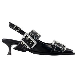 Pompes à boucle féminines - Ganni - Synthétique - Noir Noir
