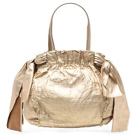 Prada Metallic Nappa Antik Schleife Handtasche Golden Metallisch
