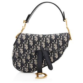 Mini Bolsa Saddle Oblique Dior Azul