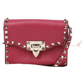 Valentino Rockstud Klappenschultertasche Lila