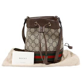 Gucci Borsa a spalla mini secchiello Ophidia Marrone