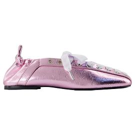 Ballerine in Pizzo con Occhielli - Ganni - Sintetico - Rosa Rosa