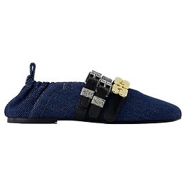 Bailarinas Sue con Flecos Triples - Ganni - Algodón - Azul Azul