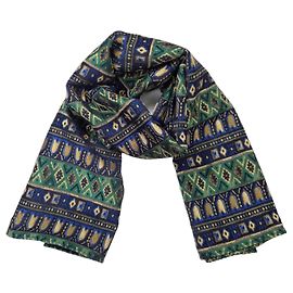 Kenzo stola in viscosa e seta 1990s Blu Verde