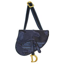 Borsa a Fianco Christian Dior Saddle Blu Marino e Nero Nero Blu navy