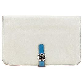 Cartera Larga Dogon Duo GM Togo de Hermès Otro Gris