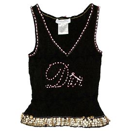 Christian Dior Black Wool Blouse Black Pink