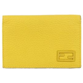 Fendi Leather Card Case in Yellow Yellow