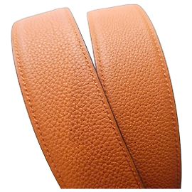 Cintura singola Hermès, larghezza 38mm, lunghezza 100 cm al foro centrale Nero Arancione