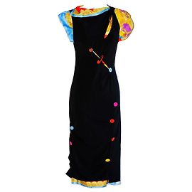 Robe Midi Noire/multicolore Versace Noir Multicolore