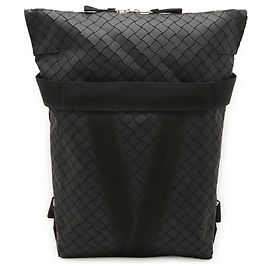 Schwarzer Gummi-Rucksack Intrecciato von Bottega Veneta Schwarz
