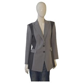 Patrizia Pepe Grey Virgin Wool Blazer & Pants Suit – Italian Designer, Size 44 Grey