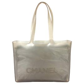 Bolsa tote de borracha cinza Chanel Marrom