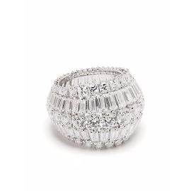 Swarovski Hyperbola Cocktail Ring Pavé & Baguette Crystal Statement Ring White