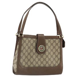 Gucci Bolso de Hombro GG Supreme PVC Beige Dorado Auth 164473 Beige Dorado