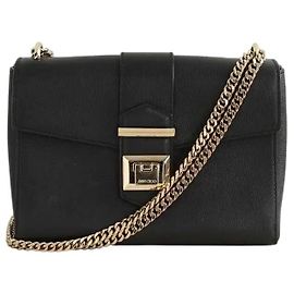 Jimmy Choo Schwarze Leder-Schultertasche Schwarz