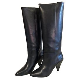 Autre Marque Samsoe Samsoe - Botas de couro preto até o joelho Preto