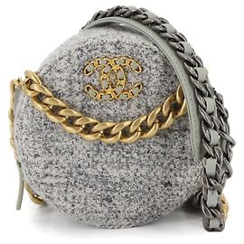 Bolsa de ombro Chanel 19 Round Clutch com corrente Marrom