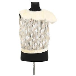 Louis Vuitton Ecru-farbene Pelzbluse Roh