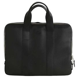 Lacoste Schwarze Leder-Laptoptasche Schwarz